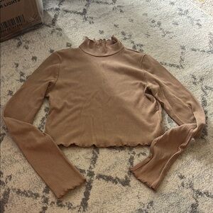 Aerie Tan Ribbed Crop Top
